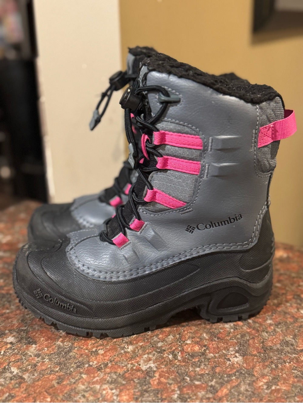 Columbia Kids Gray and Pink Waterproof Snow Boots